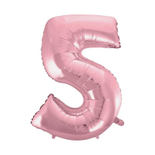 Light Pink, Rózsaszín 5-ös szám fólia lufi 92 cm party kellék