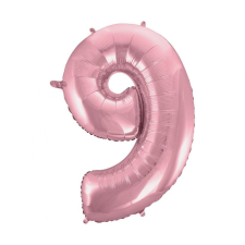  Light Pink, Rózsaszín 9-es szám fólia lufi 92 cm party kellék