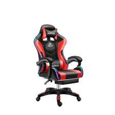 Likeregal 920 LED masszázs gamer szék lábtartóval piros forgószék