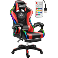  Likeregal 920 LED masszázs gamer szék lábtartóval piros forgószék