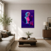  Lila neon szobor sárga csíkokkal pop art vászonkép