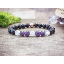  Lila rozé mámor vegyes ásvány karkötő karkötő