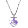 Lila virág szív üvegmedál nyaklánccal