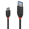 LINDY 36907 Black Line USB Type-A apa - USB Type-C apa 3.2 Adat és töltő kábel - Fekete (0.5m)