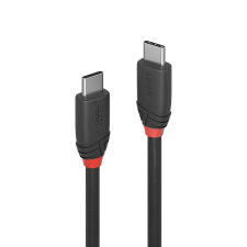 LINDY 36907 Black Line USB Type-C apa - USB Type-C apa 3.2 Adat és töltő kábel - Fekete (1.5m) kábel és adapter