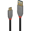 LINDY 36910 USB kábel 0,5 M USB C USB A Fekete, Szürke (36910)