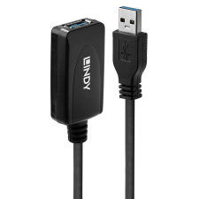LINDY 43155 USB Type-A apa - USB Type-A anya 3.0 Hosszabbító kábel - Fekete (5m) kábel és adapter
