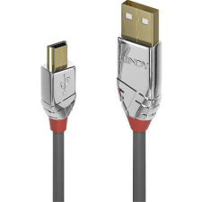 LINDY USB 2.0 Csatlakozókábel [1x USB 2.0 dugó, A típus - 1x USB 2.0 dugó, mini B típus] 5.00 m Szürke kábel és adapter