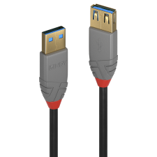 LINDY USB-A anya - USB-A apa 2.0 Adat és töltő kábel - Fekete 2m kábel és adapter