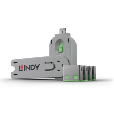 LINDY USB Portblokkoló (kulccsal) Zöld - 4db kábel és adapter