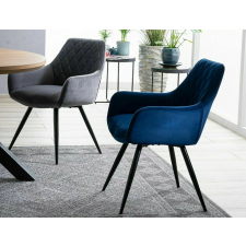  Linea Velvet Bársony Étkezőszék Tengerészkék Steppelt Karfás bútor