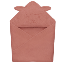 LIONELO Muslin pamut kapucnis törölköző - Red Coral babatörülköző, kifogó
