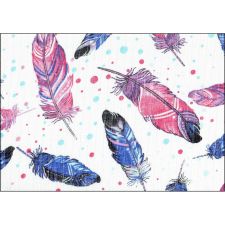 LittleONE by Pepita minőségi Textil pelenka 55 x 80 cm - Tollak #kék-rózsaszín mosható pelenka