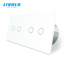 LIVOLO C2714WRW LIVOLO távirányítós dupla érintős redőnykapcsoló, 250V 5A, fehér kristályüveg villanyszerelés