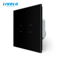 LIVOLO C708DB LIVOLO 106+6 fényerőszabályzós - dupla alternatív érintőkapcsoló, 240V 2A, fekete üvegkeret villanyszerelés