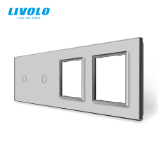 LIVOLO C72C12SRS LIVOLO négyes sorolókeret 2x egyes kapcsolóhoz + 2x dugaljhoz, ezüst kristályüveg villanyszerelés