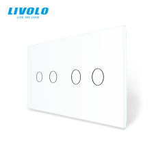 LIVOLO C72C2W LIVOLO kettes keret 2x kettes kapcsolóhoz, fehér kristályüveg villanyszerelés