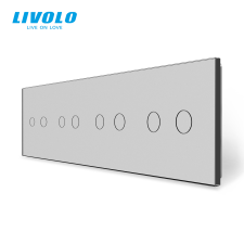 LIVOLO C74C2S LIVOLO négyes sorolókeret 4x kettes kapcsolóhoz, ezüst kristályüveg villanyszerelés