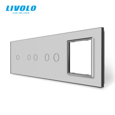 LIVOLO C7C12C2SRS LIVOLO négyes keret egyes + 2x kettes kapcsolóhoz + dugaljhoz, ezüst kristályüveg villanyszerelés