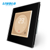 LIVOLO C7TMGB LIVOLO érintős hőmérséklet kapcsoló, termosztát, 250V 16A, arany-fekete kristályüveg