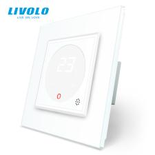 LIVOLO C7TMWW LIVOLO érintős hőmérséklet kapcsoló, termosztát, 250V 16A, fehér kristályüveg fűtésszabályozás