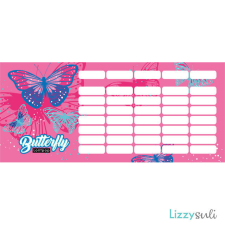 Lizzy Card Lepkés órarend mini 77x178mm, kétoldalas, Lollipop Pink Butterfly, rózsaszín órarend