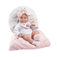 Llorens : 38cm-es újszülött lány baba rózsaszín hálózsákkal baba