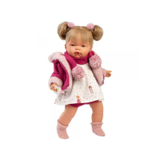 Llorens : Joelle 38cm-es síró baba cumival rózsaszín kabátban baba
