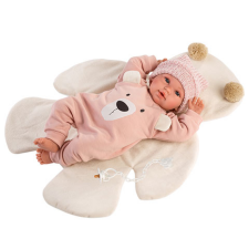 Llorens : Újszülött 36cm-es síró baba barack színű macis ruhában (63644) baba