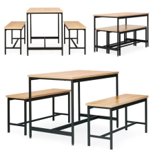  Loft étkezőgarnitúra – asztal 2 paddal, 4 személyes, MDF/fém bútor