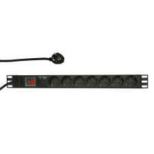 LogiLink 19 "PDU 7 x CEE7 / 3 aljzat, túlfeszültség-védelemmel és kapcsolóval hosszabbító, elosztó