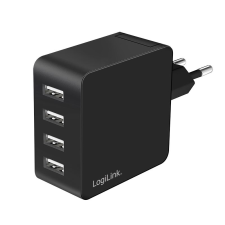 LogiLink 4xUSB-A 24W hálózati töltő fekete (PA0336) (PA0336) mobiltelefon kellék
