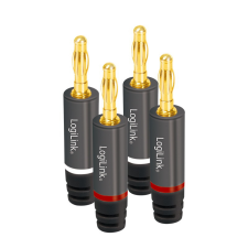 LogiLink Audio Banán csatlakozók, 4 db, fém, szürke kábel és adapter