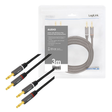 LogiLink Audio kábel, 2x2 Banán csatlakozó, fém, 3 m kábel és adapter