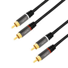  Logilink Audiokábel, 2x RCA/M - 2x RCA/M, fém, 1 m kábel és adapter