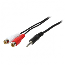 LogiLink Audiokábel, 3,5 mm-es 3 tűs/M-2x RCA/F, fekete, 1,5 m kábel és adapter