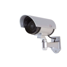 LogiLink Dummy biztonsági ÁLkamera piros villogó fénnyel, ezüst megfigyelő kamera