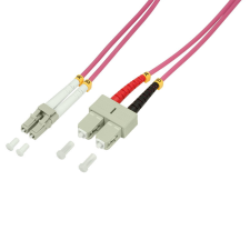 LogiLink Fiber duplex patch kábel, OM4, 50/125 , LC-SC, lila, 1 m kábel és adapter
