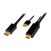 LogiLink HDMI-kábel, A/M + USB-A/M-DP/M, UHD 4K/30 Hz, 2 m