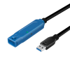 LogiLink Logilink USB 3.2 Gen1 kábel, USB-A/M-USB-A/F, erősítő, fekete/kék, 30 m