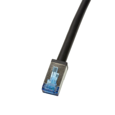 LogiLink Patch kábel, kültéri, Cat.6A, S/FTP, fekete, 0,5 m kábel és adapter