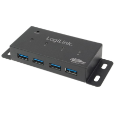LogiLink SuperSpeed USB3.0 HUB 4Port  szerelhető aktív, tápegységgel Fekete (UA0149) hub és switch