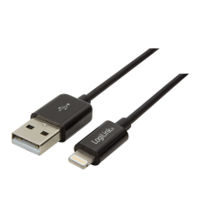 LogiLink UA0240 USB-A apa - Lightning apa 2.0 Adat és töltőkábel - Fekete (0.18m) kábel és adapter