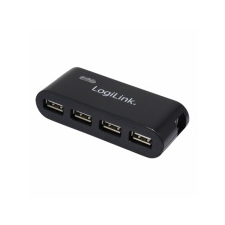 LogiLink USB 2.0-ás 4 portos hub, táppal, fekete hub és switch