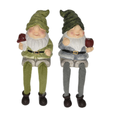  Lógólábú manó gombával, almával kerámia dekorációs kellék