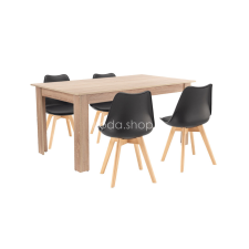 Lola 4+1 étkező garnitúra fekete-sonoma tölgy bútor