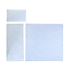  Lorelli 3 részes nyári ágynemű garnitúra babakocsiba - Train Blue babaágynemű, babapléd