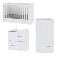  Lorelli Dream kiságy 60x120 + Cupboard pelenkázó komód + Exclusive szekrény - White babaszoba szett