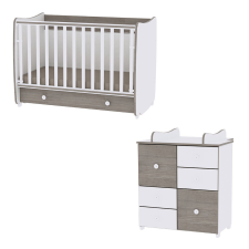  Lorelli Dream kiságy 60x120 + Cupboard pelenkázó komód - White &amp; Coffee babaszoba szett