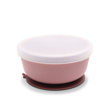 Lorelli Természetes szilikon tál tetővel - Deep Pink babaétkészlet